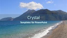  Presentation with seashore - Cool new presentation theme with landscape-seashore-with-mountains backdrop and a ocean colored foreground