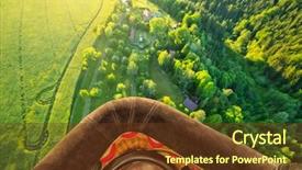  Presentation with transportation air balloon flying - PPT layouts with landscape shot from aerial perspective background and a tawny brown colored foreground