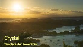  Presentation with japan - Cool new slide deck with landscape-sunset-from-otakamori backdrop and a tawny brown colored foreground