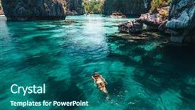  Presentation with lagoon - Cool new slide deck with landscape travelling tour in asia backdrop and a ocean colored foreground