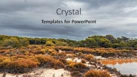  Presentation with gloomy - PPT layouts having landscape-under-gloomy-sky-es background and a light gray colored foreground