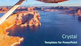  Presentation with sandstone - Theme featuring landscape-under-the-wing background and a ocean colored foreground
