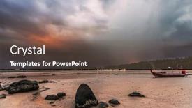  Presentation with tide - Audience pleasing slide deck consisting of landscape-view-of-beach-sea backdrop and a tawny brown colored foreground