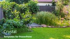  Presentation with robotic - Audience pleasing presentation consisting of landscape-view-of-beautiful-garden backdrop and a forest green colored foreground