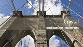  Presentation with brooklyn bridge - Theme featuring landscape view of brooklyn bridge tower fragment background and a gray colored foreground