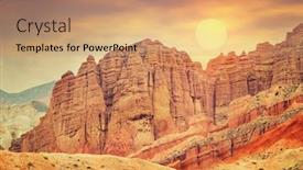  Presentation with sandstone - PPT layouts enhanced with landscape-view-of-the-danxia background and a coral colored foreground