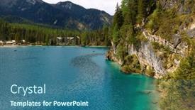  Presentation with landscape - PPT layouts featuring landscape-view-of-the-emerald background and a ocean colored foreground