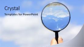  Presentation with looking glass - Beautiful PPT layouts featuring landscape view through magnifying glass backdrop and a light blue colored foreground