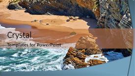  Presentation with high waves - Beautiful PPT theme featuring landscape waves of water rolling backdrop and a coral colored foreground