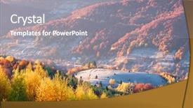  Presentation with forest morning - PPT theme featuring landscape with a beautiful deciduous background and a gray colored foreground