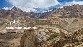  Presentation with village india - Audience pleasing presentation theme consisting of landscape with a buddhist monastery backdrop and a violet colored foreground