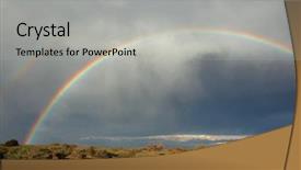  Presentation with rain clouds - Beautiful theme featuring landscape with a colorful rain backdrop and a  colored foreground