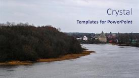  Presentation with landscape - Presentation design featuring landscape-with-a-picture background and a sky blue colored foreground