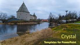  Presentation with landscape - Cool new PPT theme with landscape-with-a-picture backdrop and a tawny brown colored foreground