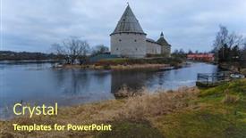  Presentation with landscape - Slide set enhanced with landscape-with-a-picture background and a tawny brown colored foreground