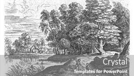  Presentation with bank - Beautiful theme featuring landscape-with-a-river backdrop and a gray colored foreground