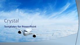  Presentation with blue sky - Cool new PPT theme with landscape-with-airplane-is-flying backdrop and a sky blue colored foreground