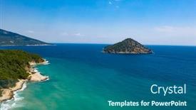  Presentation with amazing - Presentation theme consisting of landscape-with-amazing-golden-beach background and a ocean colored foreground