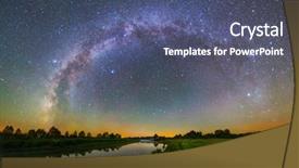  Presentation with starry night - Amazing PPT layouts having landscape with arc of milky backdrop and a ocean colored foreground