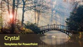  Presentation with garden pond - Presentation theme having landscape with beautiful old bridge background and a tawny brown colored foreground