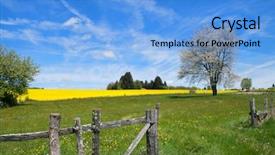  Presentation with soybean seed soy field seeding - PPT theme with landscape with blooming yellow rape background and a light blue colored foreground