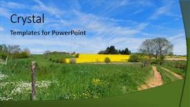  Presentation with soybean seed soy field seeding - Presentation theme having landscape with blooming yellow rape background and a  colored foreground