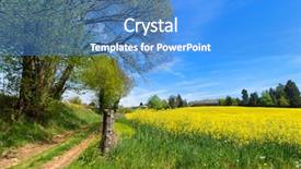  Presentation with landscape - Amazing presentation theme having landscape with blooming yellow rape backdrop and a teal colored foreground