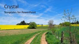  Presentation with soybean seed soy field seeding - Beautiful presentation design featuring landscape with blooming yellow rape backdrop and a  colored foreground