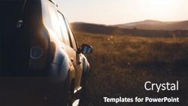  Presentation with suv car - PPT theme consisting of landscape-with-blue-off-road background and a tawny brown colored foreground