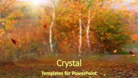  Presentation with autumn leaves falling - Beautiful presentation theme featuring landscape with colorful foliage fall backdrop and a tawny brown colored foreground