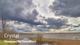  Presentation with dark forest landscape - Beautiful presentation theme featuring landscape-with-dark-sky backdrop and a coral colored foreground