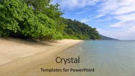  Presentation with thailand - Colorful presentation design enhanced with landscape with deserted sandy beach backdrop and a coral colored foreground