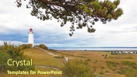  Presentation with lighthouse - Presentation featuring landscape-with-dornbusch-lighthouse background and a tawny brown colored foreground