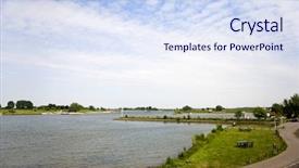  Presentation with dutch - Audience pleasing theme consisting of landscape-with-dutch-river backdrop and a sky blue colored foreground