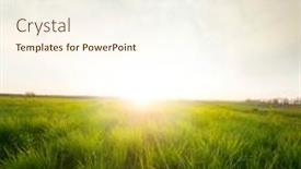  Presentation with blue green - Amazing PPT layouts having landscape-with-green-grass-field backdrop and a cream colored foreground