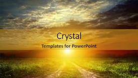  Presentation with green gram - Presentation design consisting of landscape with green grass road background and a  colored foreground