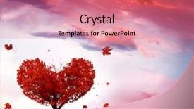  Presentation with heart shape tree - Beautiful PPT theme featuring landscape with heart shape tree backdrop and a coral colored foreground