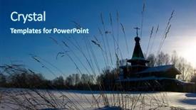  Presentation with siberia - Beautiful PPT theme featuring landscape with herb and church backdrop and a  colored foreground
