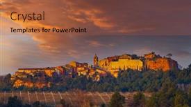  Presentation with landscape - Presentation theme with landscape-with-historic-ocher-village background and a red colored foreground