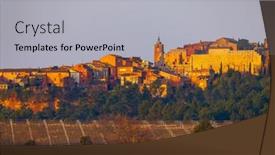  Presentation with village - Presentation theme featuring landscape-with-historic-ocher-village background and a light gray colored foreground