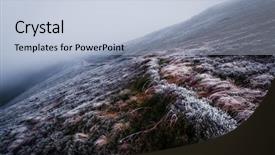  Presentation with mountains fantasy abstract nature landscape - Presentation design enhanced with landscape with hoarfrost and grassy background and a light blue colored foreground