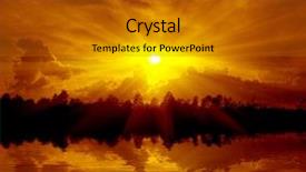  Presentation with sunset - Beautiful theme featuring landscape with hot sunset backdrop and a gold colored foreground