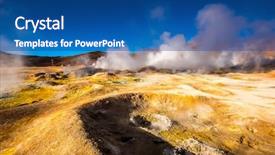  Presentation with tent in a desert - Amazing slide deck having geysir - sunshine boivian desert landscape backdrop and a ocean colored foreground