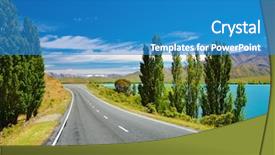  Presentation with mountain lake - Colorful slides enhanced with landscape with lake and road backdrop and a teal colored foreground
