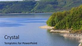  Presentation with landscape - Slide deck with landscape-with-lake-shore background and a light blue colored foreground