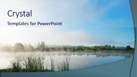 Presentation with fog - Slides featuring landscape with lake and a morning fog background and a light blue colored foreground