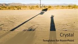  Presentation with landscape desert - Colorful theme enhanced with landscape with long shadow of man and desert in the background backdrop and a coral colored foreground