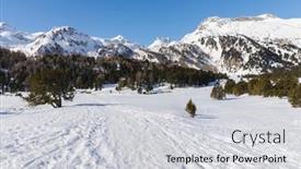  Presentation with snow - Presentation theme consisting of landscape-with-lots-of-snow background and a light gray colored foreground