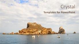  Presentation with horizon - Presentation with landscape-with-medes-islands background and a sky blue colored foreground