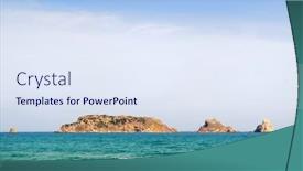  Presentation with horizon - PPT layouts having landscape-with-medes-islands background and a sky blue colored foreground